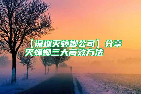【深圳滅蟑螂公司】分享滅蟑螂三大高效方法